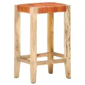 Tabourets de bar lot de 2 marron cuir véritable 75 cm