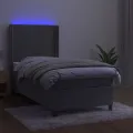 cadre de lit matelas et LED Gris clair 100x200 cm