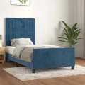 Cadre de lit avec tête de lit Bleu foncé 100x200 cm Velours