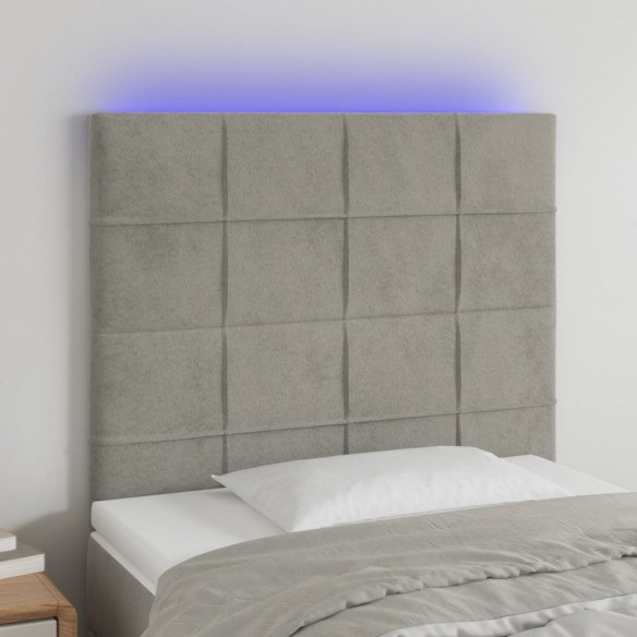 Tête de lit à LED Gris clair 80x5x118/128 cm Velours