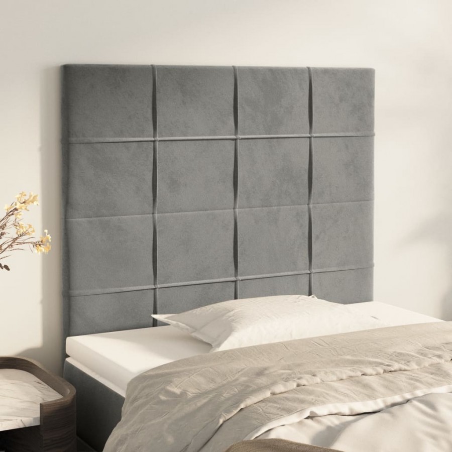 Têtes de lit 2 pcs Gris clair 80x5x78/88 cm Velours