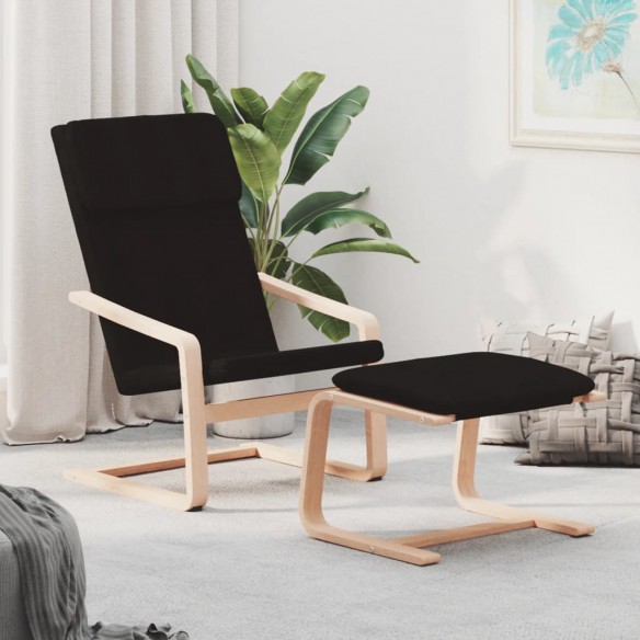 Chaise de relaxation avec repose-pied Noir Tissu