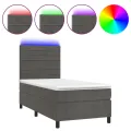 cadre de lit matelas LED Gris foncé 90x190cm Velours