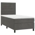 cadre de lit matelas LED Gris foncé 90x190cm Velours