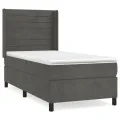 cadre de lit et matelas Gris foncé 90x190 cm Velours