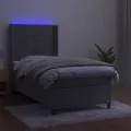 cadre de lit et matelas et LED Gris clair 80x200cm