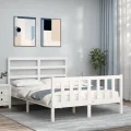 Cadre de lit avec tête de lit blanc 140x190 cm bois massif
