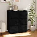 Buffets 2 pcs Noir 32x34x75 cm Bois massif de pin