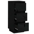 Buffets 2 pcs Noir 32x34x75 cm Bois massif de pin