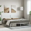 Cadre de lit métal avec tête de lit blanc 200x200 cm