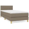 cadre de lit avec matelas Taupe 100x200 cm Tissu