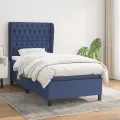 cadre de lit avec matelas Bleu 90x200 cm Tissu