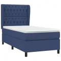 cadre de lit avec matelas Bleu 90x200 cm Tissu
