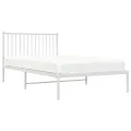 Cadre de lit métal avec tête de lit blanc 107x203 cm