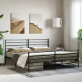 Cadre de lit métal avec tête de lit/pied de lit noir 183x213 cm