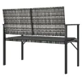 Banc de jardin à 2 places avec coussin gris résine tressée