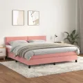 cadre de lit avec matelas Rose 160x200 cm Velours