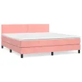 cadre de lit avec matelas Rose 160x200 cm Velours