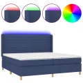 cadre de lit et matelas et LED Bleu 200x200 cm Tissu