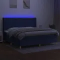 cadre de lit et matelas et LED Bleu 200x200 cm Tissu