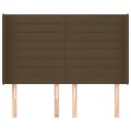 Tête de lit avec oreilles Marron foncé 147x16x118/128 cm Tissu