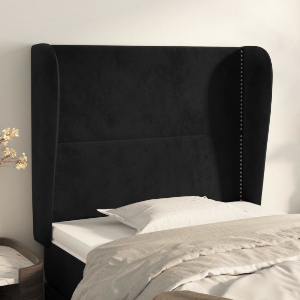 Tête de lit avec oreilles Noir 83x23x118/128 cm Velours