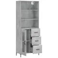 Buffet haut Gris béton 69,5x34x180 cm Bois d'ingénierie