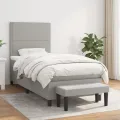 cadre de lit avec matelas Gris clair 100x200cm Tissu