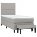 cadre de lit avec matelas Gris clair 100x200cm Tissu