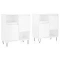 Buffets 2 pcs blanc brillant bois d'ingénierie