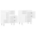Buffets 2 pcs blanc brillant bois d'ingénierie