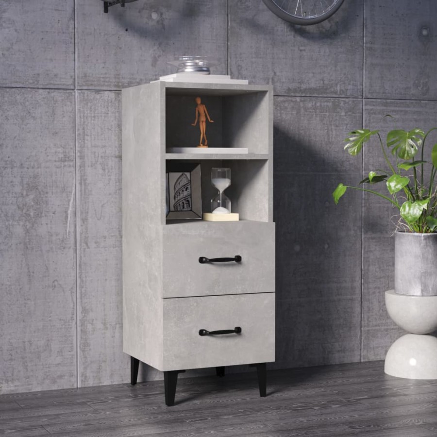 Buffet Gris béton 34,5x34x90 cm Bois d'ingénierie