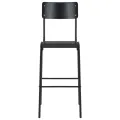 Chaises de bar lot de 2 noir contreplaqué solide et acier