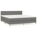 cadre de lit avec matelas Gris foncé 160x200cm Tissu