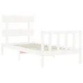 Cadre de lit avec tête de lit blanc 90x200 cm bois massif
