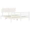 Cadre de lit avec tête de lit blanc 160x200 cm bois massif