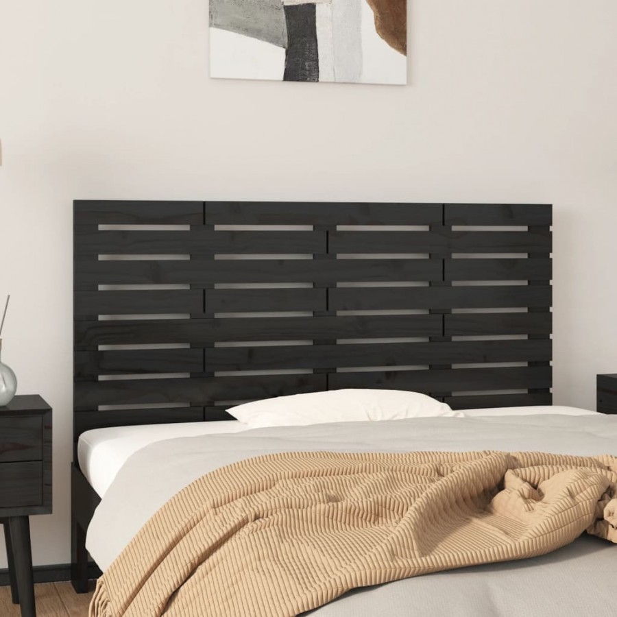 Tête de lit murale Noir 126x3x63 cm Bois massif de pin