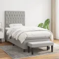 cadre de lit avec matelas Gris clair 100x200cm Tissu