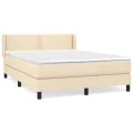 cadre de lit avec matelas Crème 140x190 cm Tissu