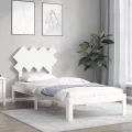 Cadre de lit avec tête de lit blanc 90x200 cm bois massif
