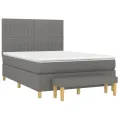 cadre de lit avec matelas Gris foncé 140x200cm Tissu