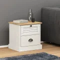 Table de chevet VIGO blanc 42x35x40 cm bois de pin massif