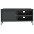 Meuble TV Anthracite 90x30x44 cm Acier et verre