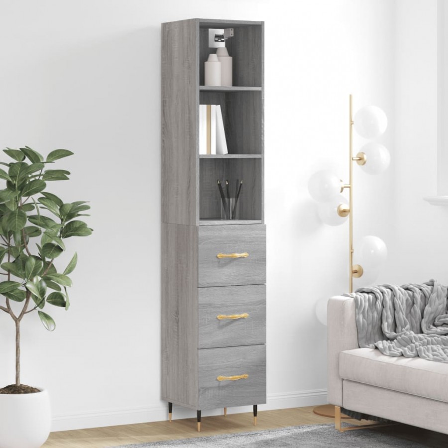 Buffet haut Sonoma gris 34,5x34x180 cm Bois d'ingénierie