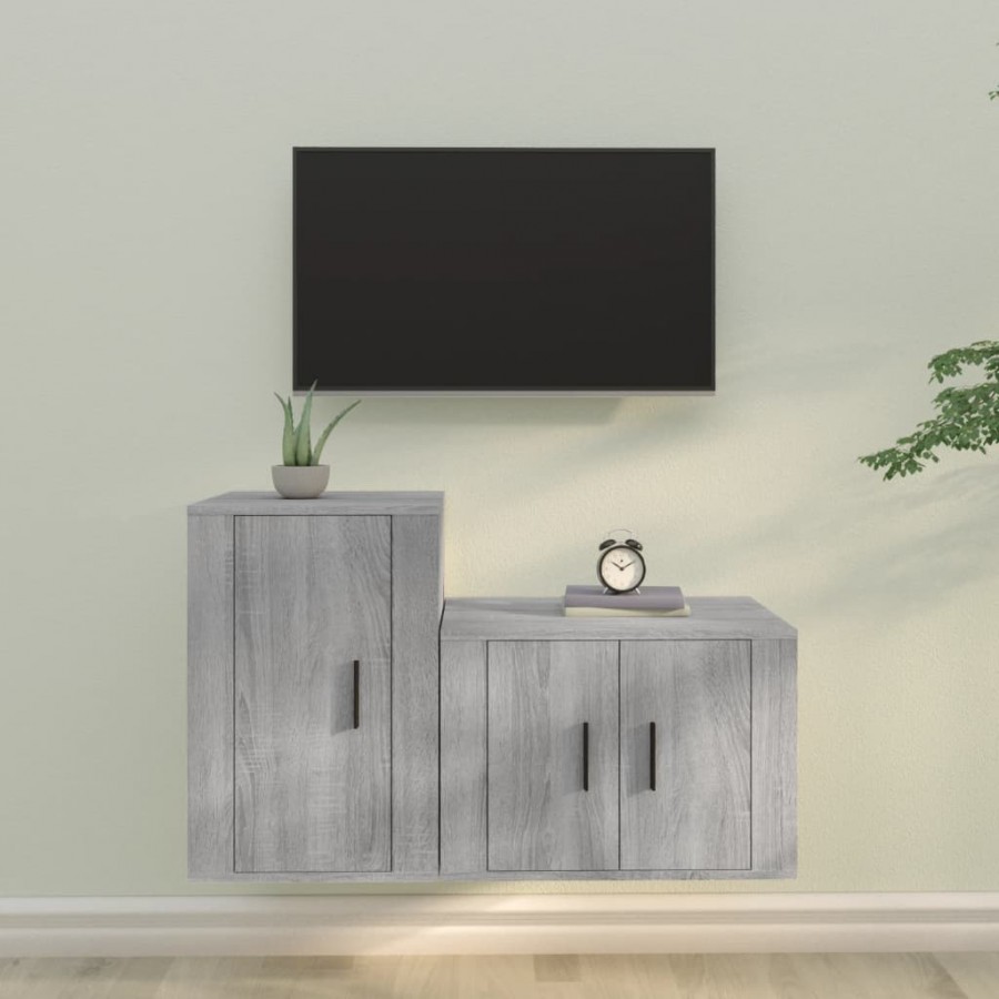 Ensemble de meubles TV 2 pcs Sonoma gris Bois d'ingénierie