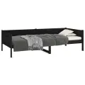 Lit de jour Noir Bois de pin massif 90x190 cm