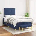 cadre de lit avec matelas Bleu 120x200 cm Tissu