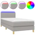 cadre de lit matelas LED Gris clair 100x200 cm Tissu