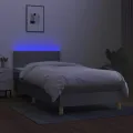 cadre de lit matelas LED Gris clair 100x200 cm Tissu