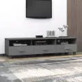 Meuble TV HAMAR Gris foncé 158x40x40 cm Bois massif de pin